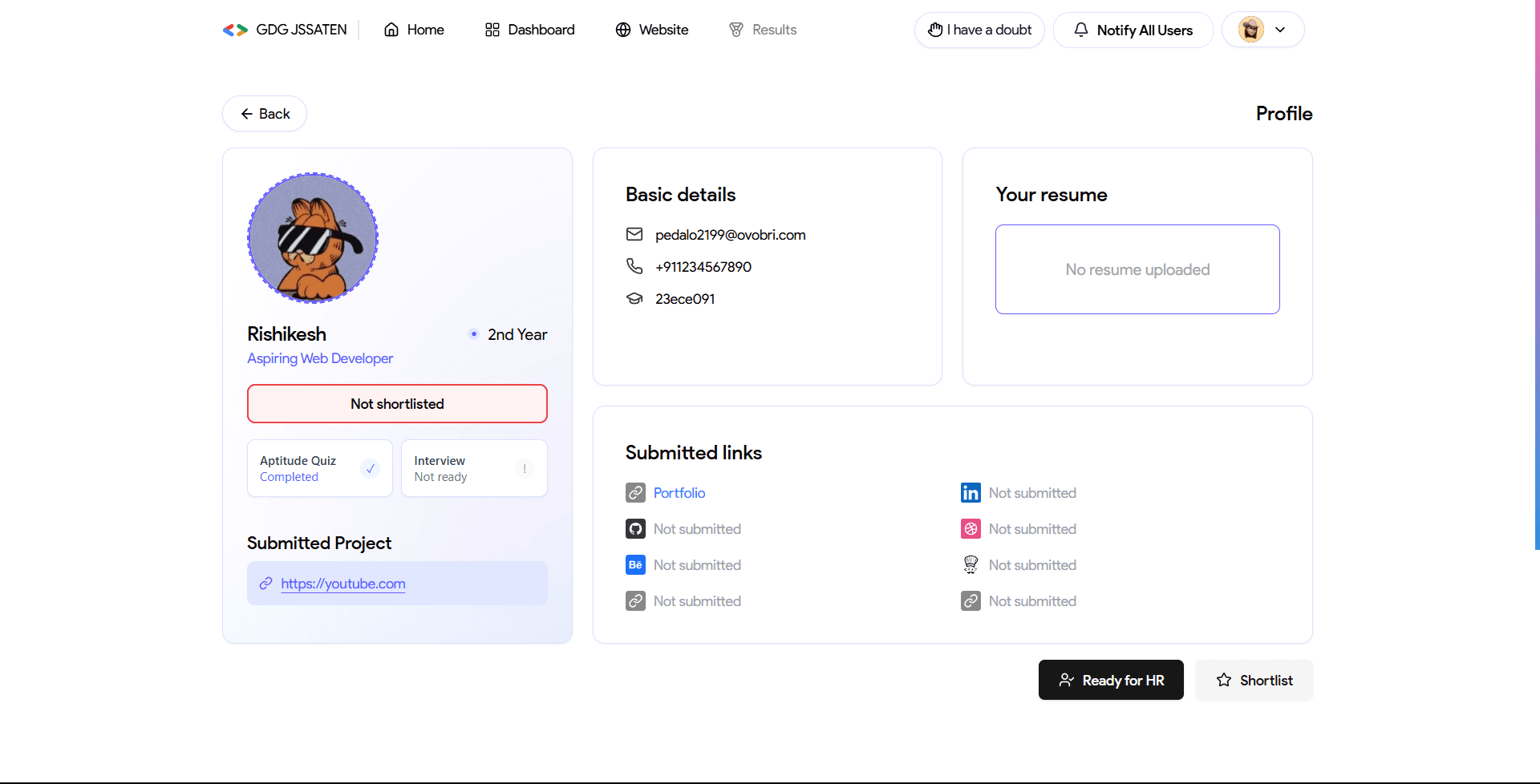 Recruitment Platform Admin Candidates