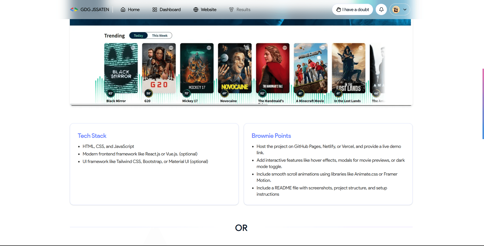 Recruitment Platform Task Page